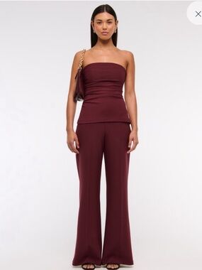 Abercrombie Strapless ruched peplum jumsuit